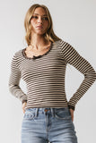 Kiya Striped Top in Brown