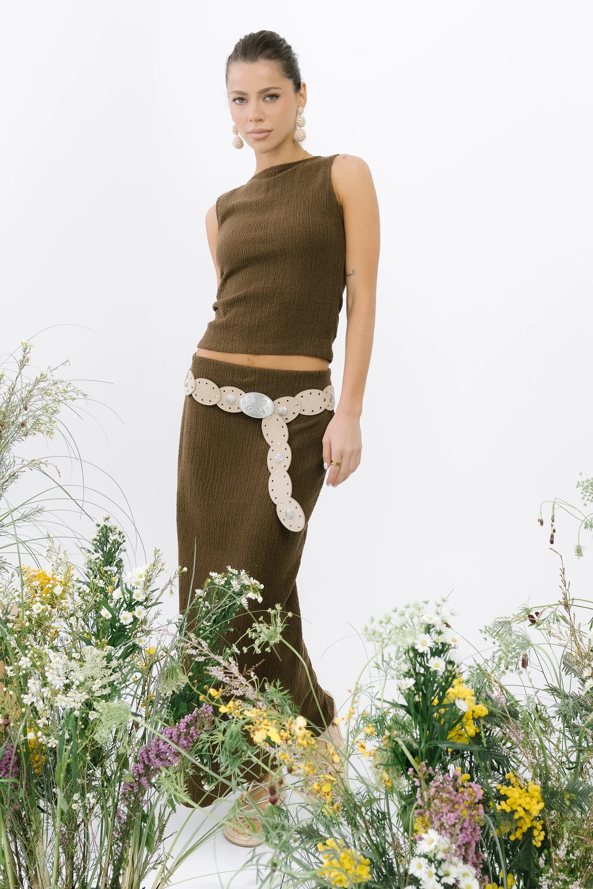 Opal Textured Skirt in Brown
