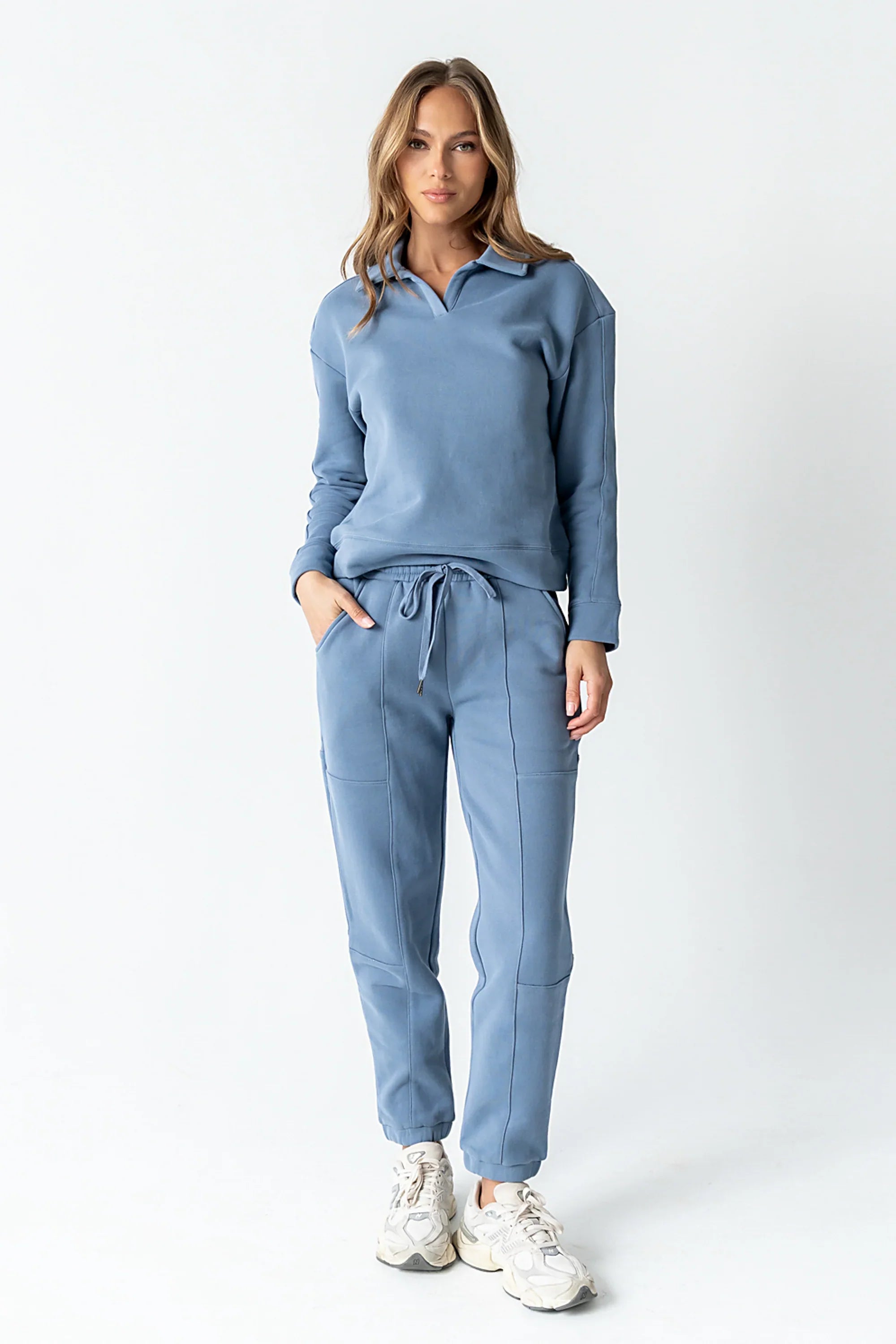 Patricia Collared Sweatshirt in Blue FINAL SALE