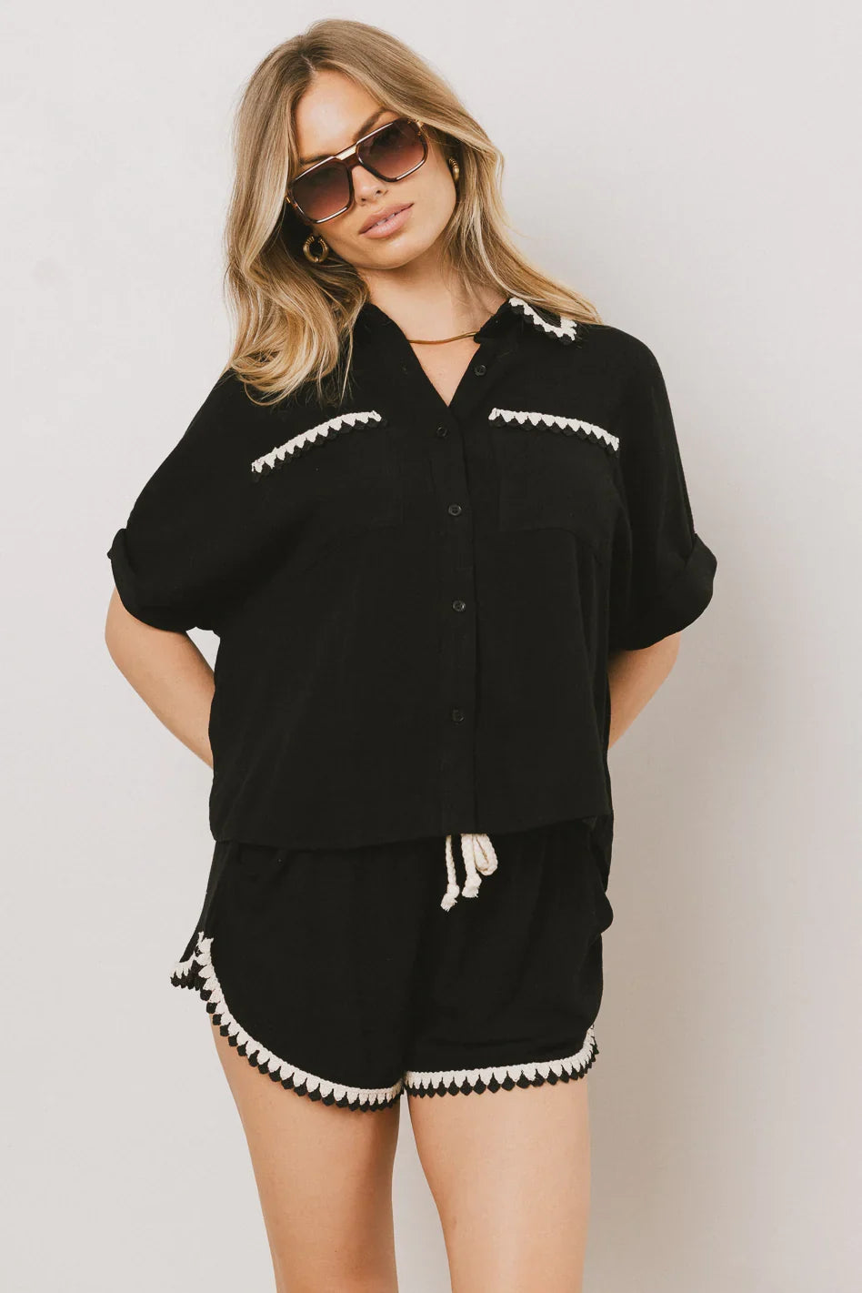 Kiana Embroidered Button Up FINAL SALE