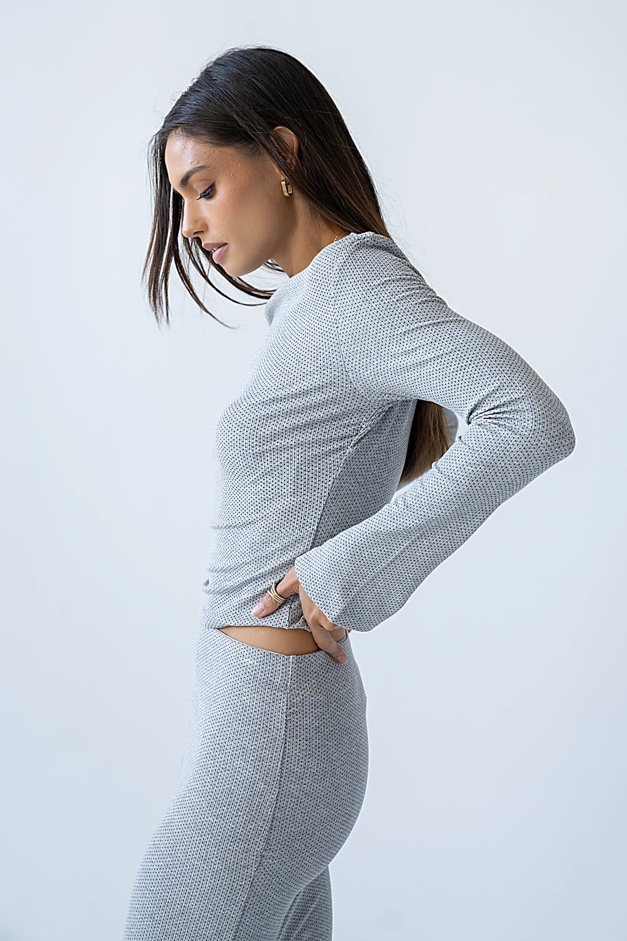 Bonnie Polka Dot Top in Grey