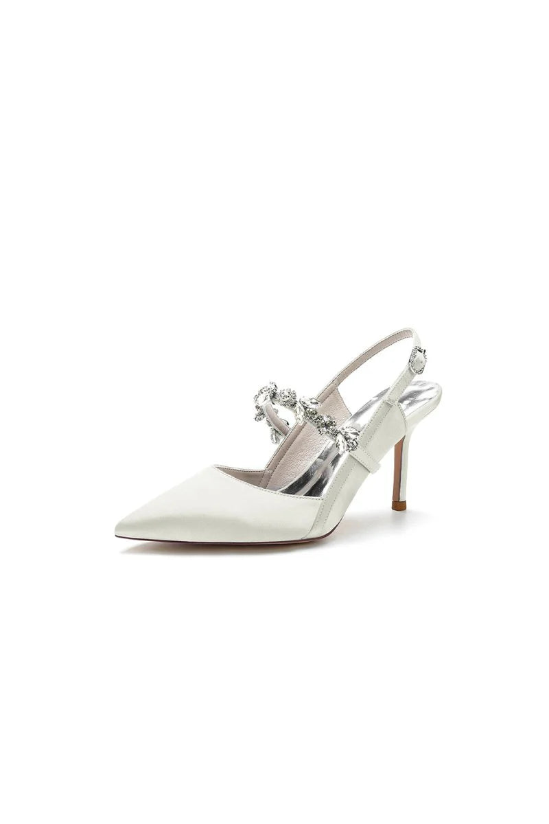 Pointed Toe Stiletto Heels with Rhinestone Strap