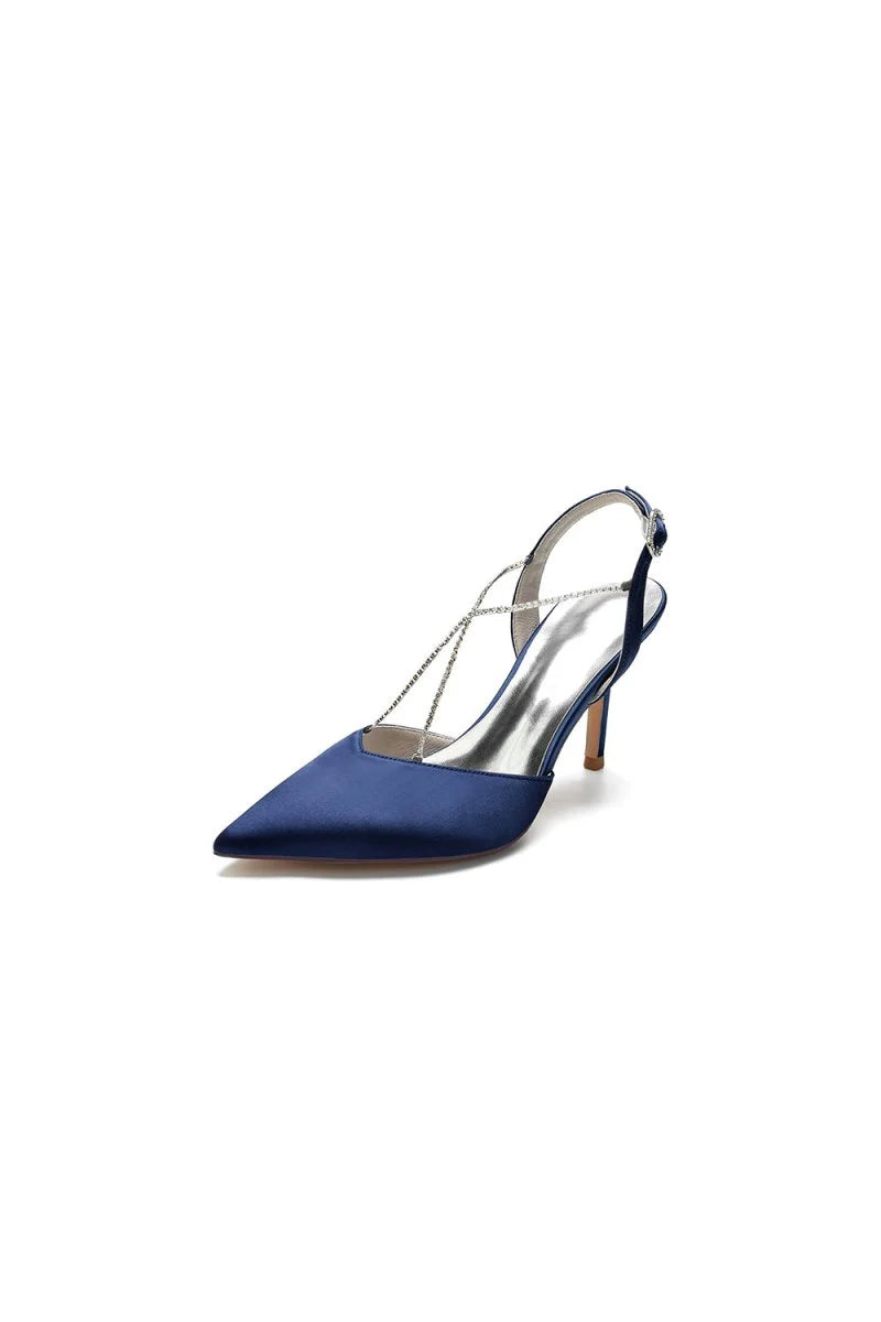 Pointed Toe Crystal Ankle Strap Stiletto Heels