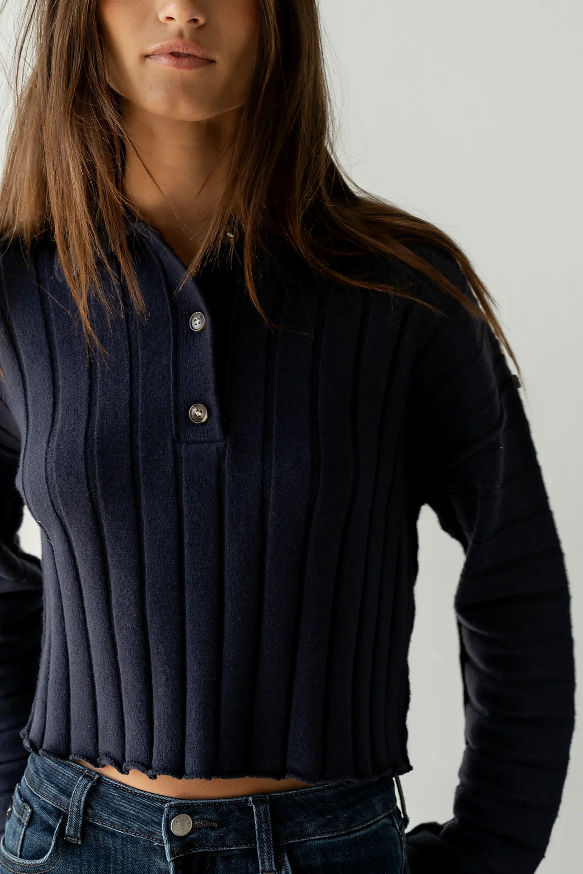 Brandi Collared Sweater in Navy