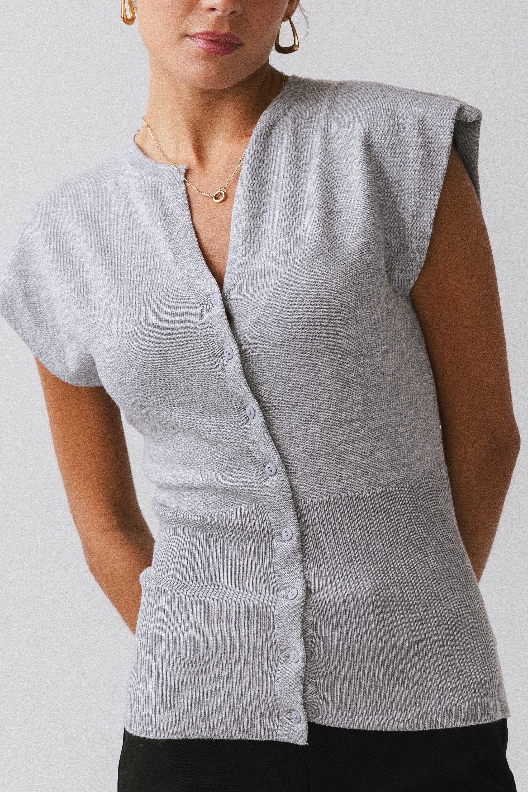 Marco Knit Top in Heather Grey