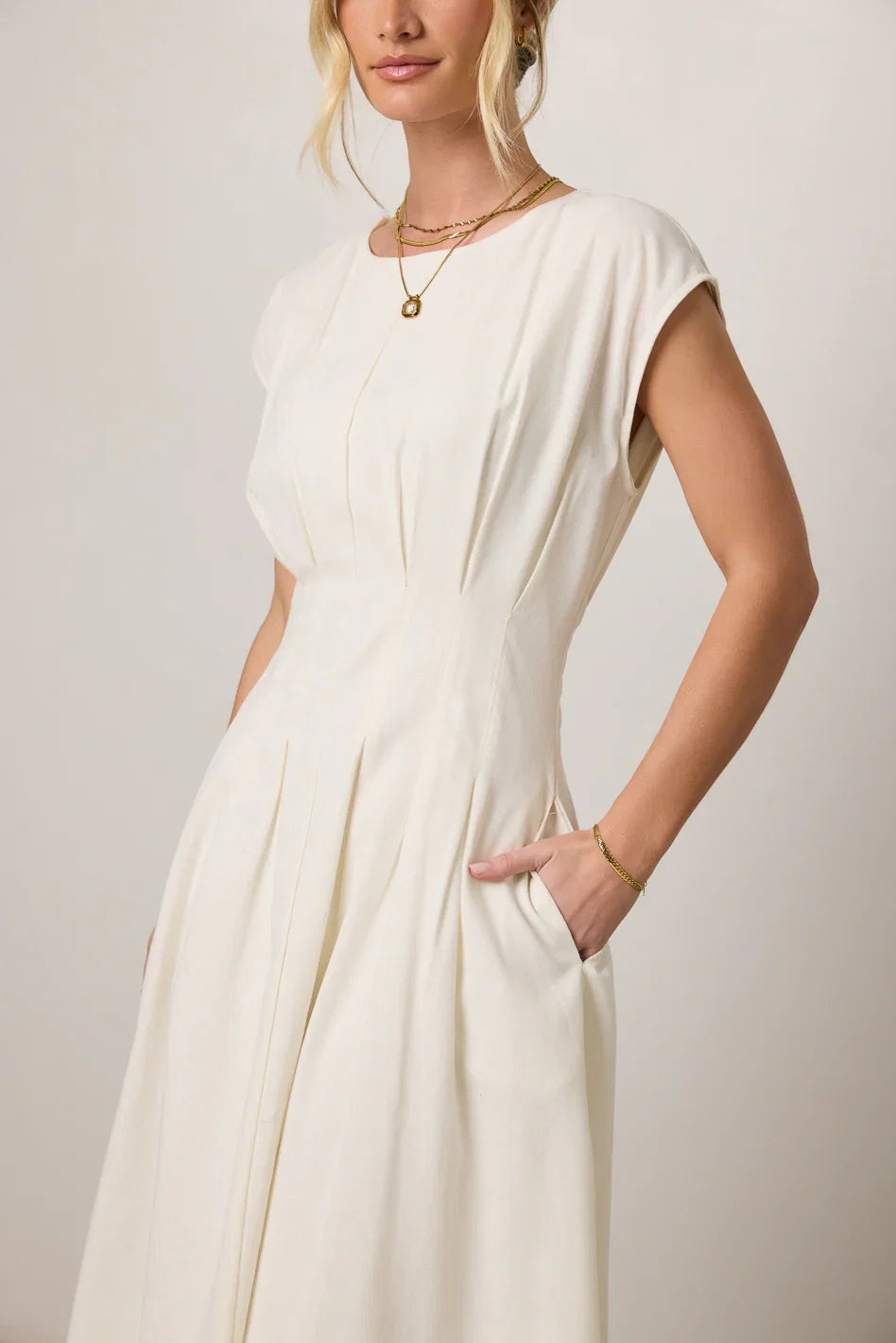 Isla Midi Dress in Off White