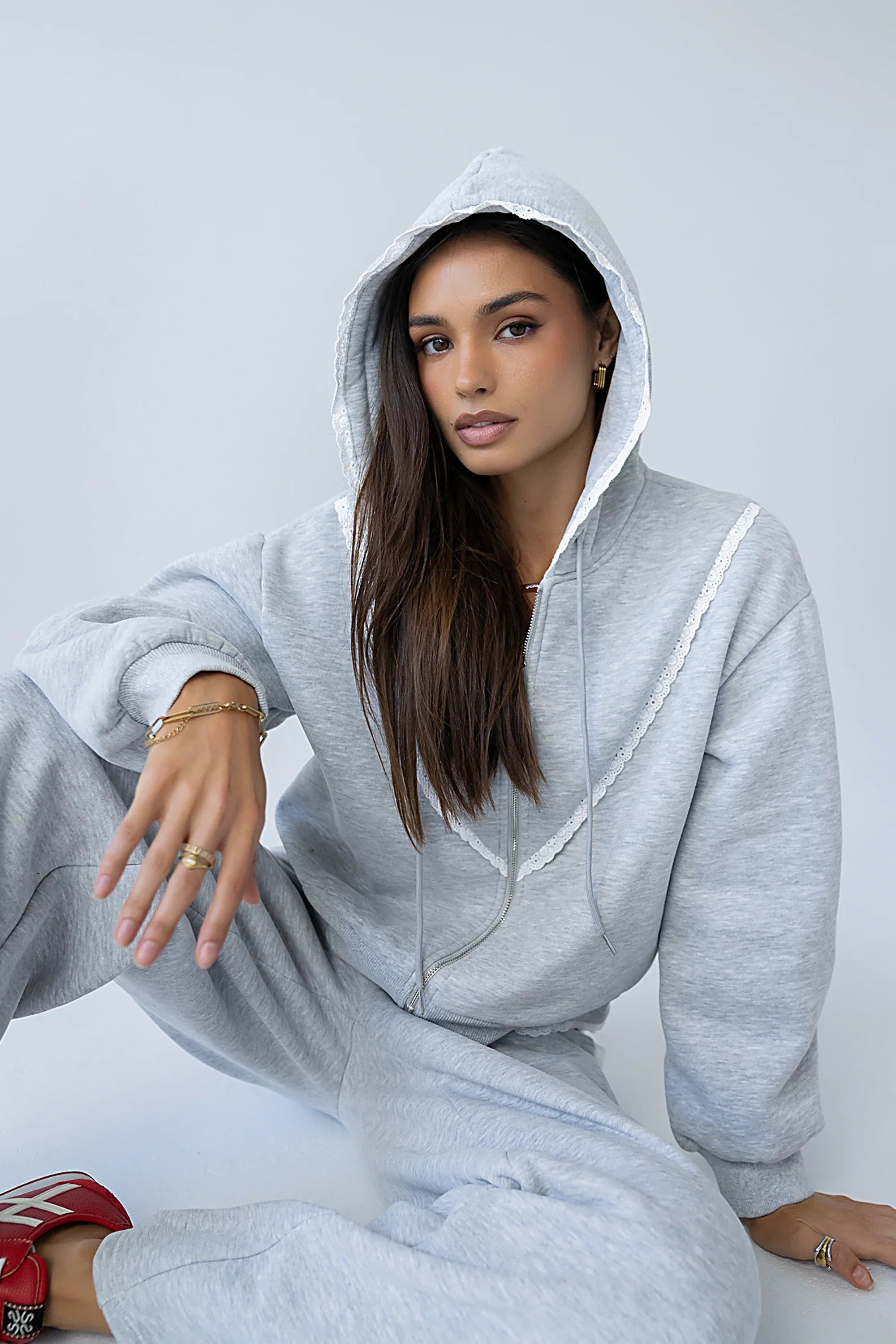 Sydney Lace Trim Zip Up