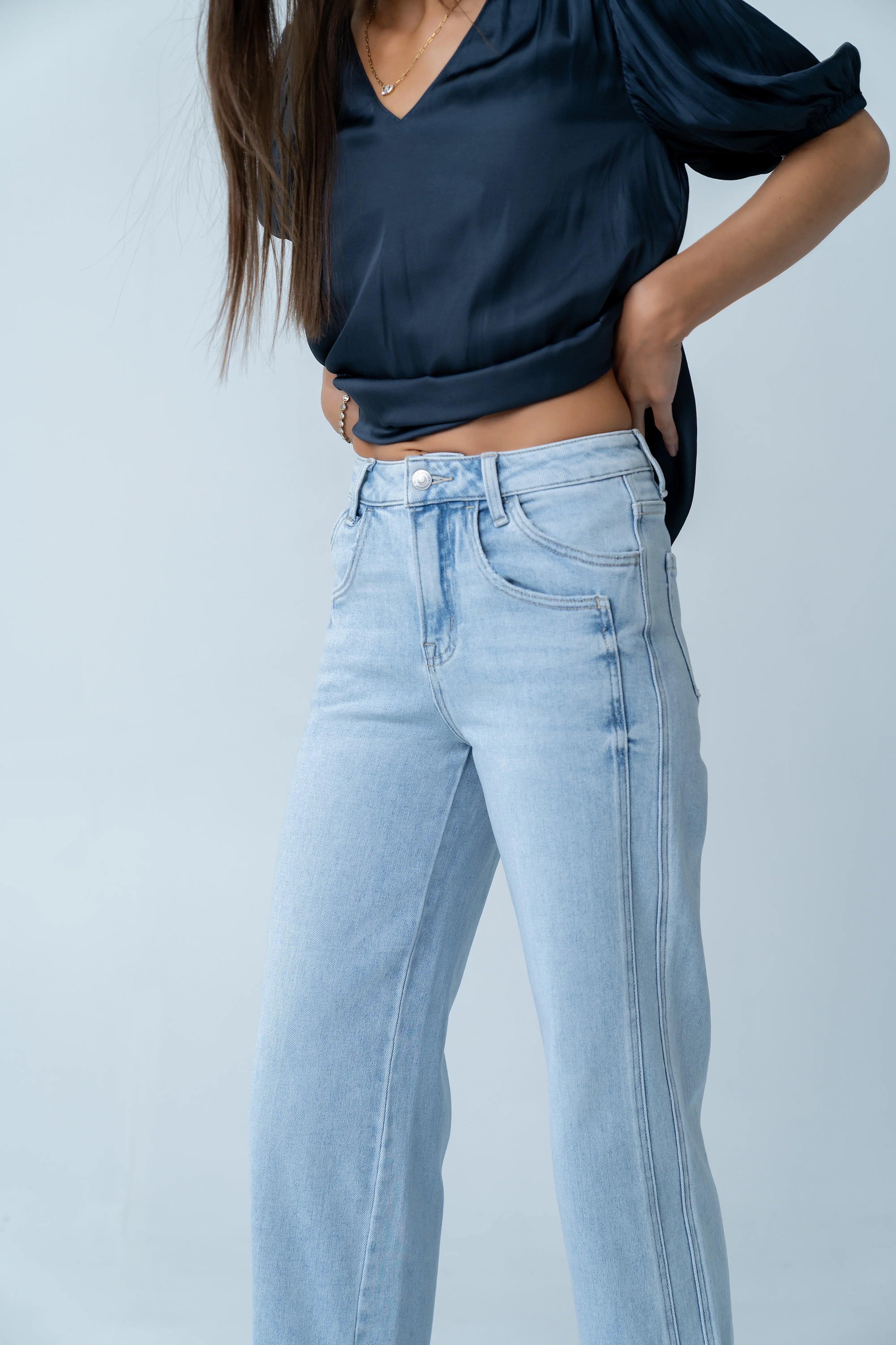 Kenyen Cuffed Wide Leg Jeans