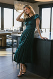 Julianne Pleated Dress in Teal FINAL SALE