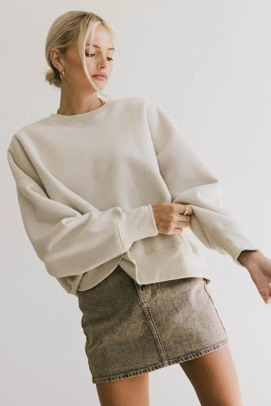 Reversible Sherpa Sweatshirt in Cream FINAL SALE