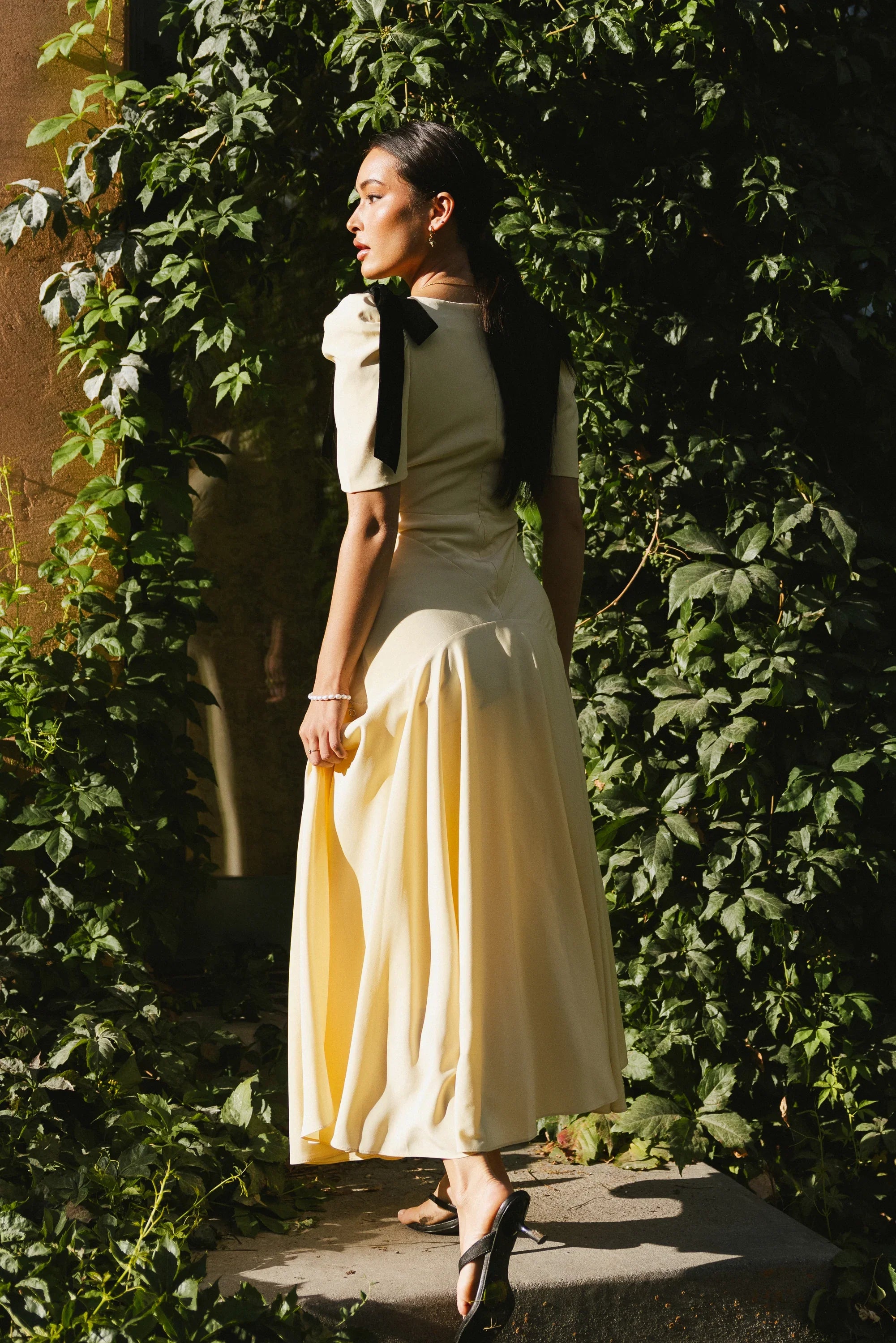 Nellie Drop Waist Maxi Dress in Yellow