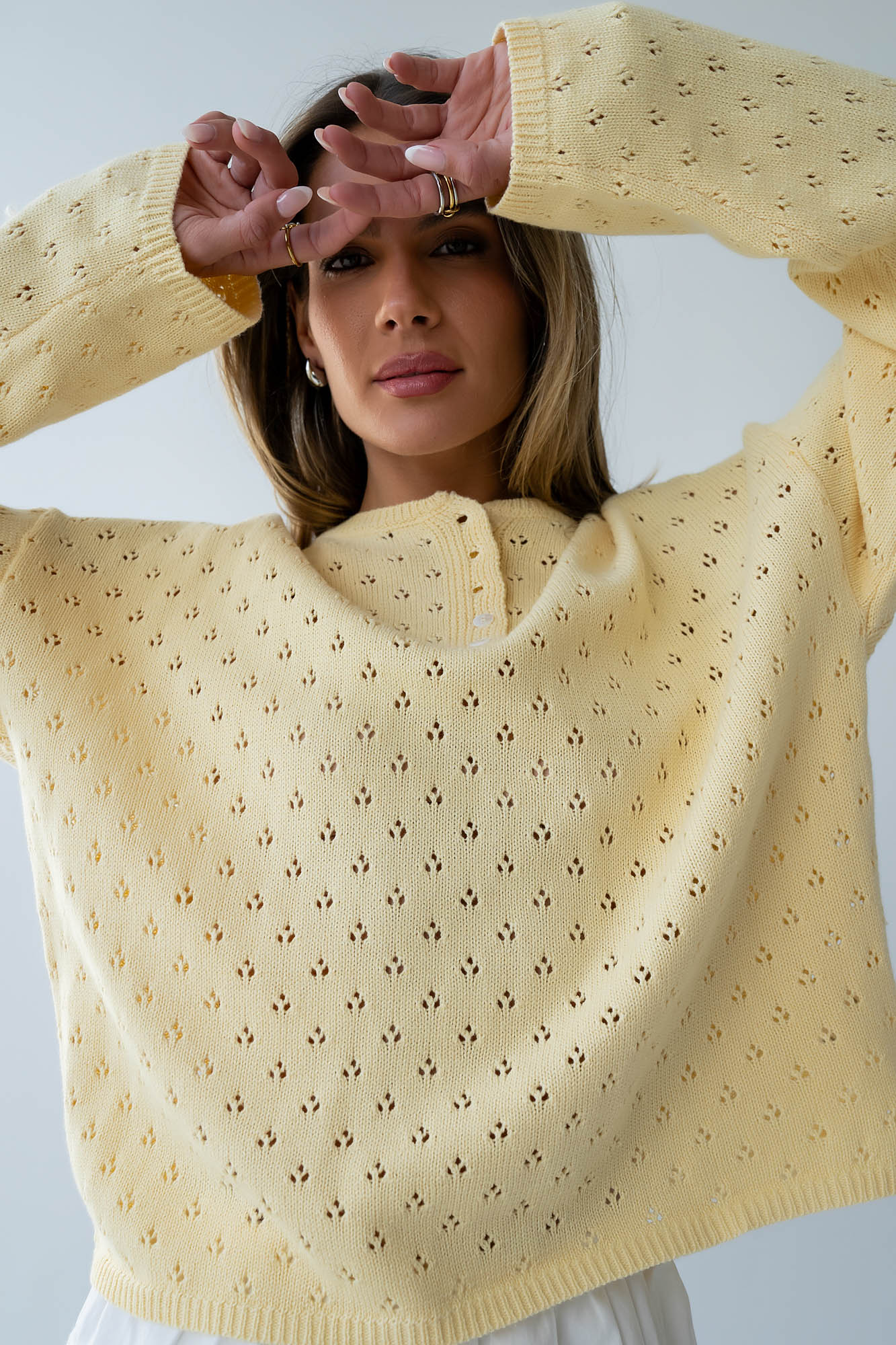 Margot Pointelle Sweater in Butter Yellow FINAL SALE