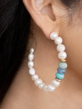 Beach Day Pearl and Gemstone Hoop Earrings