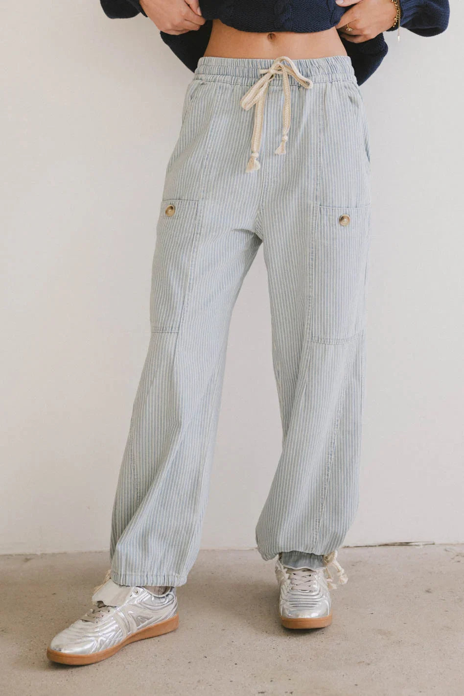 Robyn Striped Pants in Denim FINAL SALE