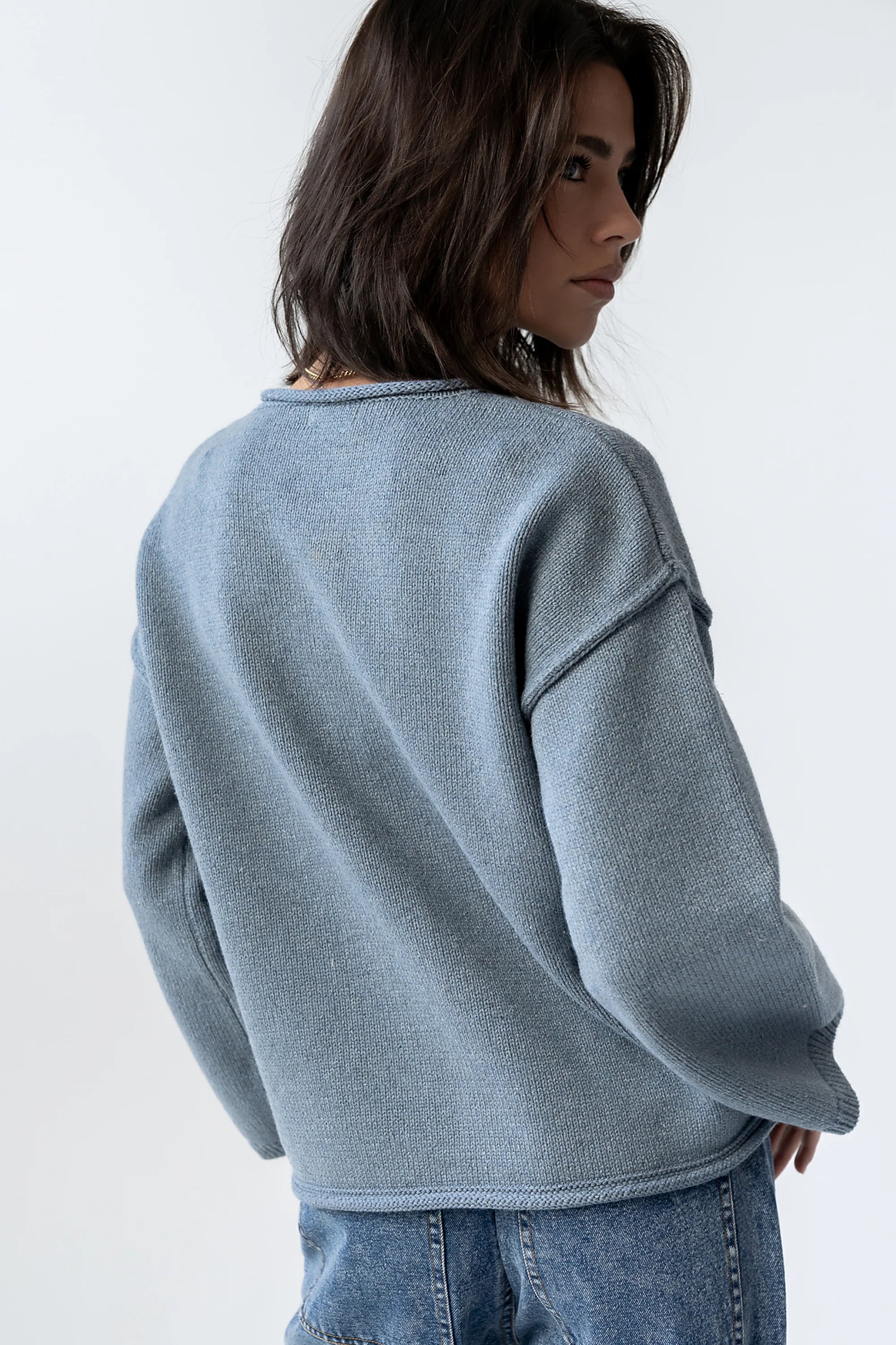 Carlie Knit Cardigan in Light Blue