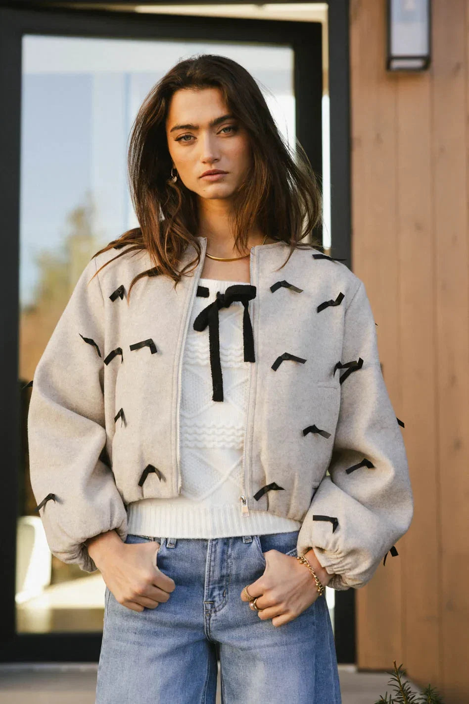 Leona Mini Bows Bomber Jacket FINAL SALE