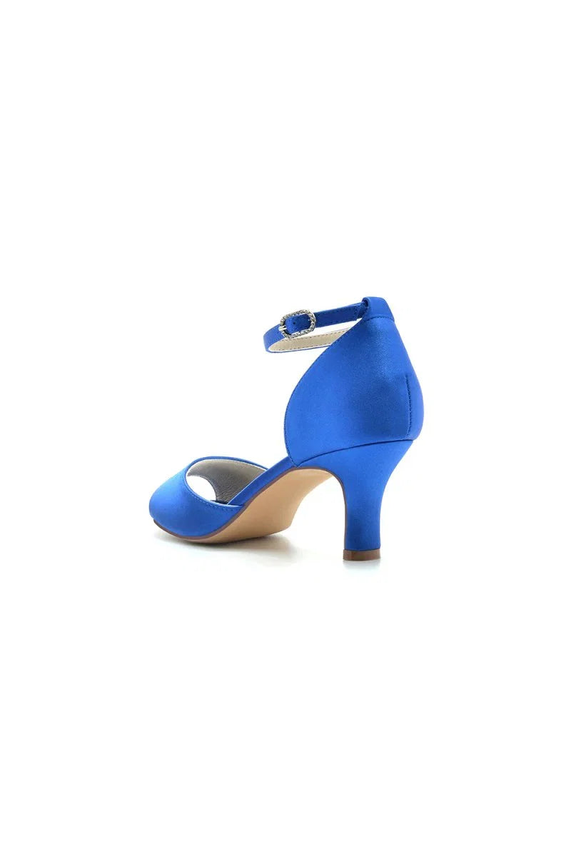 Peep Toe One strap Buckle Chunky Heel Pumps