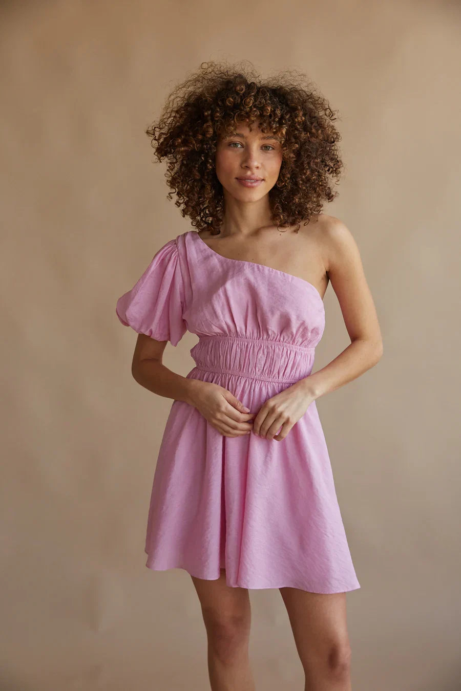 Charlotte One Shoulder Babydoll Mini Dress