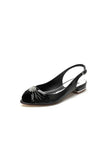 Glossy Fishmouth Sandals with Silver Metal Accents