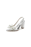 Pointed Toe Chunky Heels with Bow