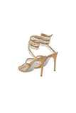 Open Toe Ankle Wrap Beaded Crystal Stiletto Heels