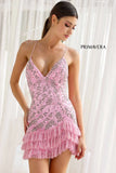 4242 Primavera Ruffle Hem Beaded Mini Dress