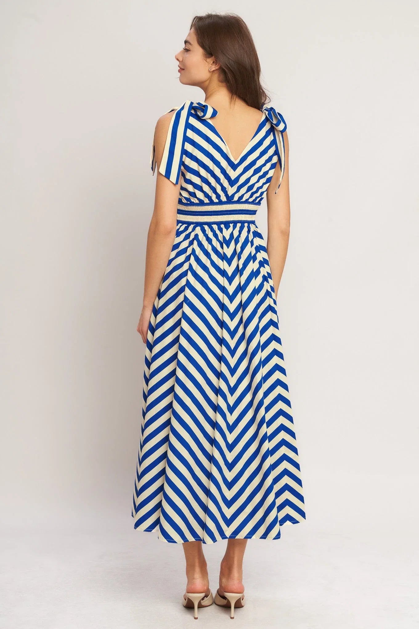 BLUE VOYAGE STRIPE MIDI DRESS