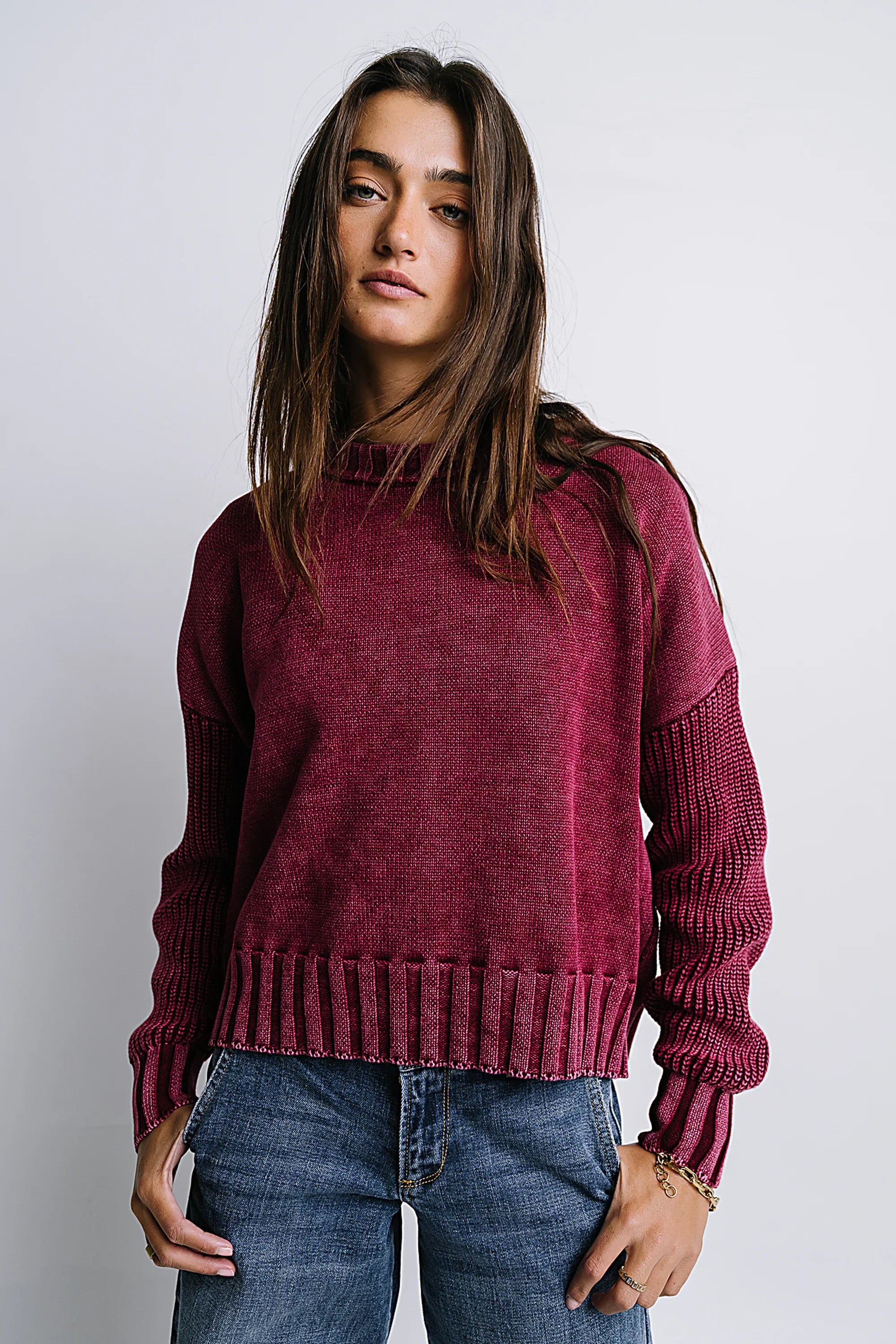 Payton Knit Sweater in Burgundy FINAL SALE