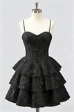 Daffodil A Line Floral Corset Tiered Ruffle Short Homecoming Dress