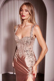 MELROSE GOWN CRYSTAL BEADED LACE SATIN GOWN