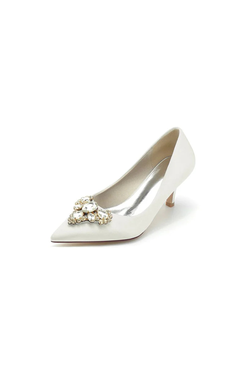 Pointed Toe Stiletto Heels with Rhinestone