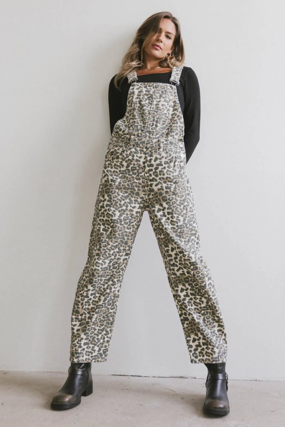 Tansy Denim Overalls in Leopard FINAL SALE