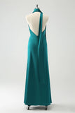 Burgundy Sheath Convertible Deep V Neck Ruched Long Bridesmaid Dress with Open Back