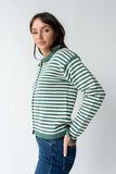 Brenna Striped Cardigan in Olive