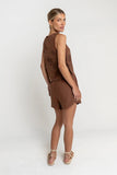 Rudy Embroidered Shorts in Brown