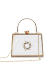 Womens Clear PVC Rhinestones Crossbody Evening Clutch Bags