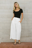 Elke Button Slacks in White FINAL SALE