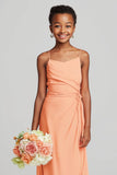 Sunset Chiffon Spaghetti Straps Long Junior Bridesmaid Dress