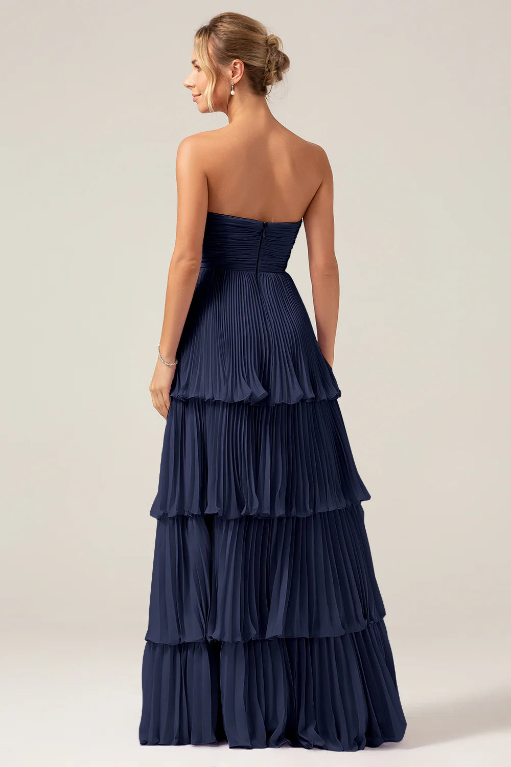 Dusty Sage A Line Sweetheart Tiered Chiffon Floor Length Dress