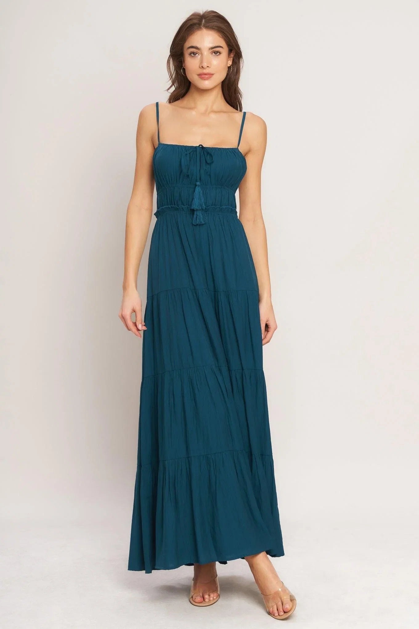 OCEAN BREEZE TEAL MAXI DRESS