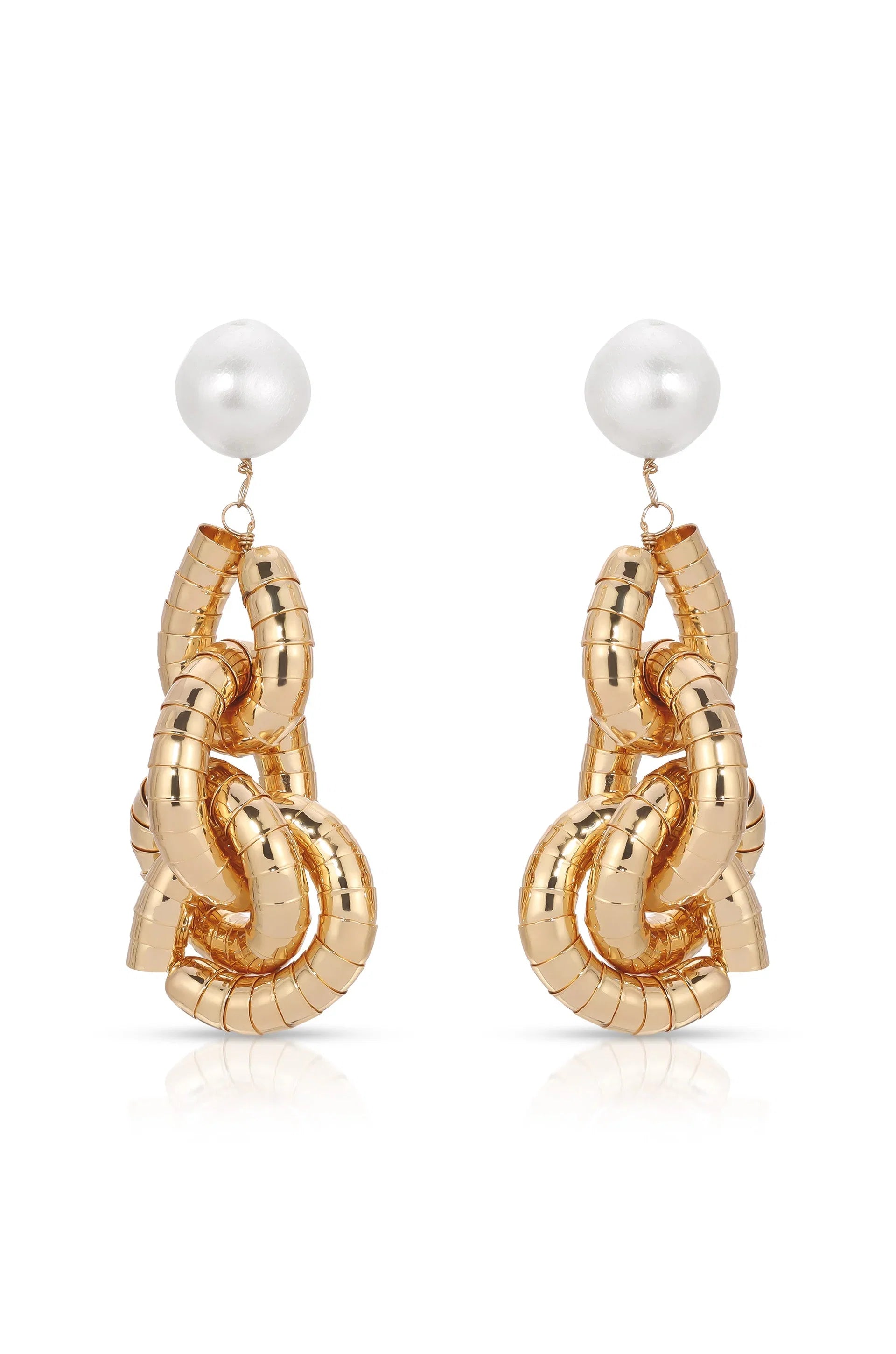Liquid Gold Pearl Drop Earrings