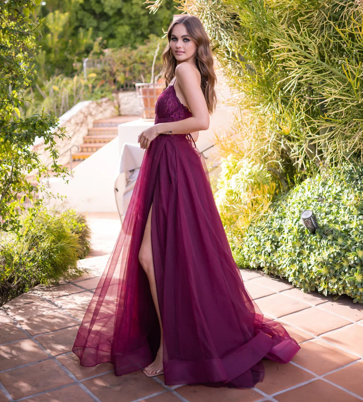 Dani Gown Mulberry Lace Tulle A line Dress