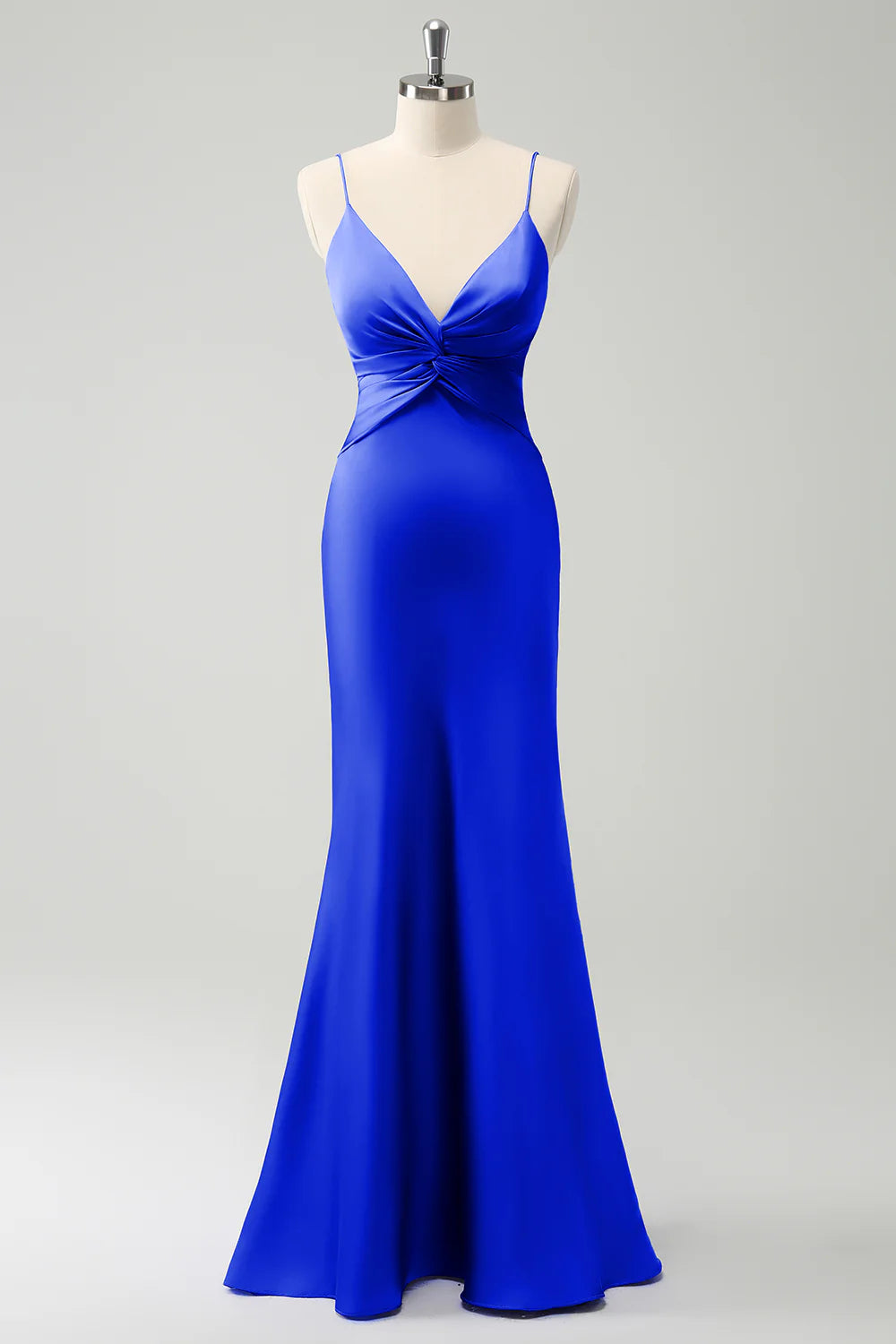 Purple Mermaid Front Criss Cross Pleated Floor Length Bridesmaid Dress