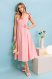 SWEET NOTHINGS SHOULDER BOW MIDI DRESS PEACH