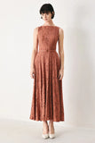 TRUE ROMANCE RUST LACE MIDI DRESS