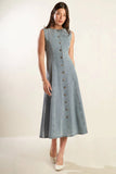 NAUTICAL NICE LIGHT DENIM MIDI DRESS