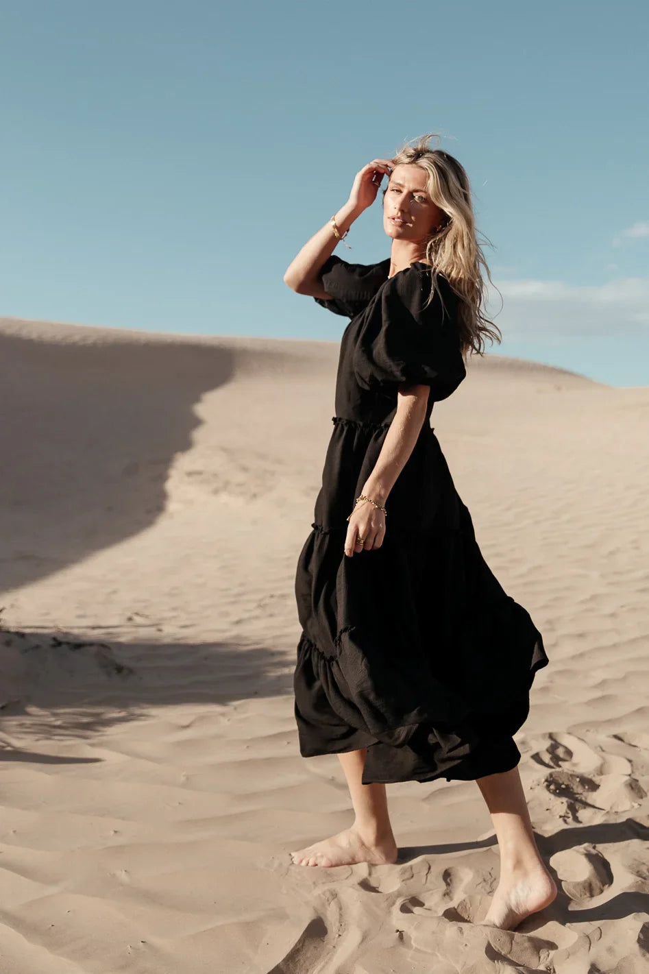 Corinne Tiered Maxi Dress in Black FINAL SALE