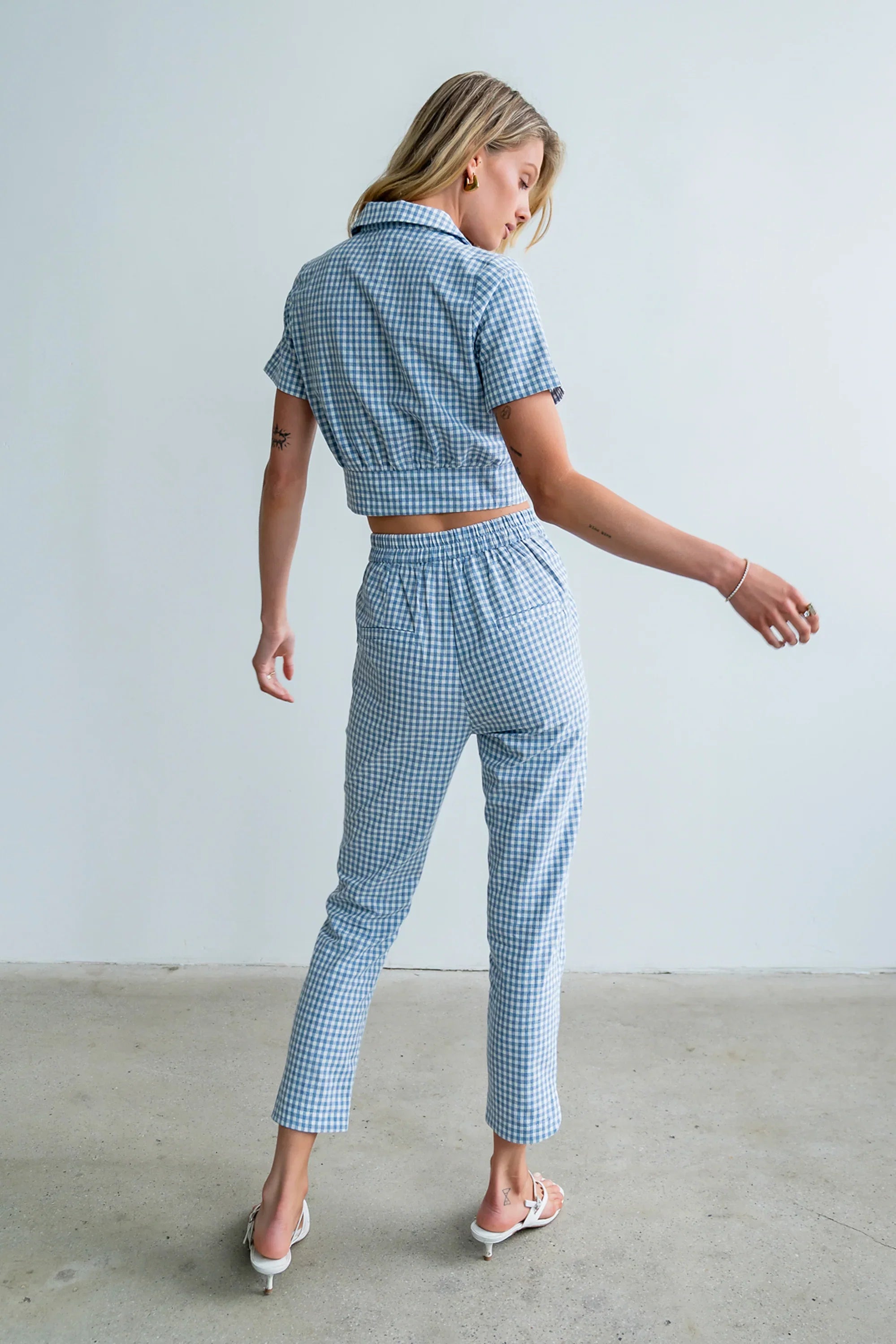 Madie Gingham Button Up in Blue