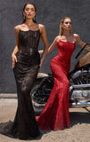 VIXEN GOWN MESH OVERLAY MERMAID DRESS
