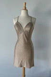 NOVALEE MINI CHAMPAGNE HOT STONE LACE UP DRESS